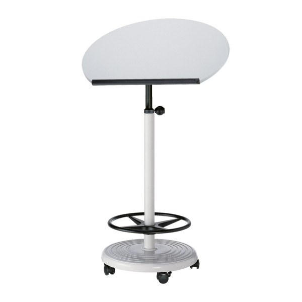 officeplus Stehpult Rolls Comfort, Gestell lichtgrau, höhenverstellbar, auf Rollen, kippsicher, Tischplatte halbrund oder rechteckig, Dekor wählbar